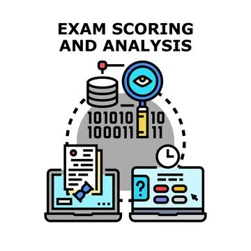 Exam scoring and analysis process concept Stock Illustration