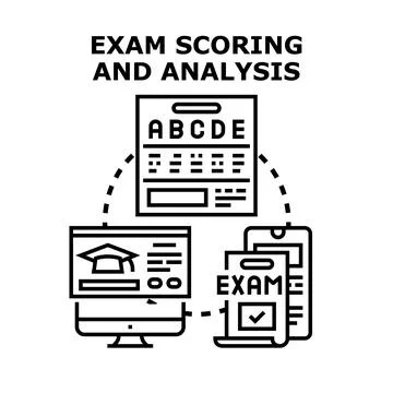 Exam scoring and analysis vector concept illustration Illustrazione stock