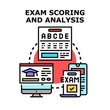 Exam scoring and analysis vector concept illustration Illustrazione stock