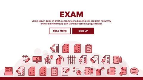 Exam Test Landing Header Vector Stock Illustration