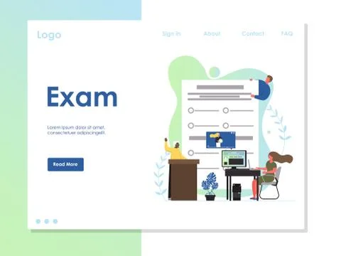 Exam vector website landing page design template イラスト素材