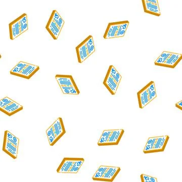Examination documents isometric icon seamless pattern Stock Illustration