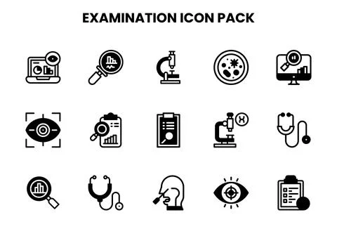 Examination DuoTone Bundle Icons Pack Stock Illustration