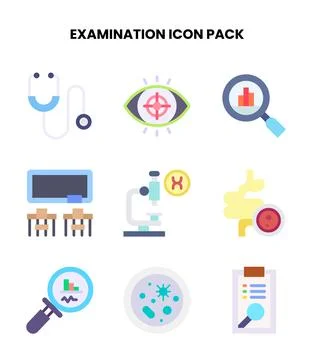 Examination Flat Icons Pack 스톡 일러스트