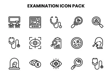 Examination Line Bundle Icons Pack Stock Illustration