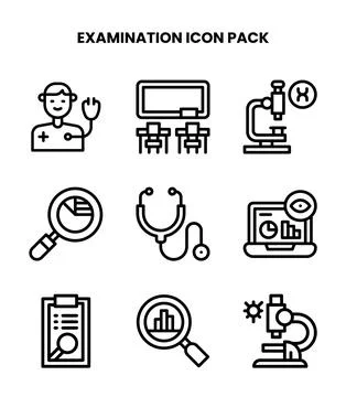 Examination Line Collection Icons Pack Stock Illustration