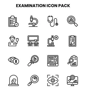 Examination Line Graphics Icons Pack Stock Illustration