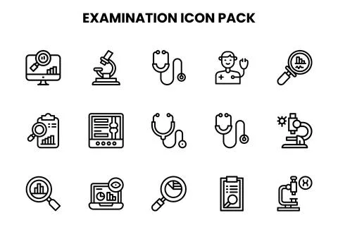 Examination Line Icons Pack 스톡 일러스트