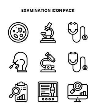 Examination Line Vector Icons Pack 스톡 일러스트