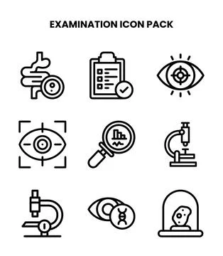 Examination Line Vector Icons Pack Stock Illustration