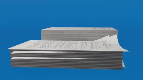 Examination Paper Stack with blue background Illustrazione stock