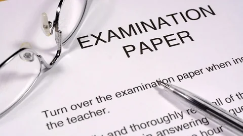 Examination question paper. School and education test and exam papers. Stock Footage 120466062