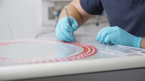 Examination with Samples / Pinzette / Labor Work Vídeos de archivo 145055878