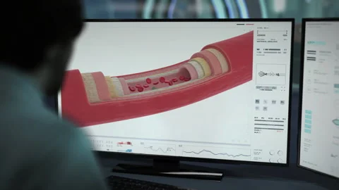 Examination scanner identifies the covid bacteria cells in the patients blood Stock Footage 266281888