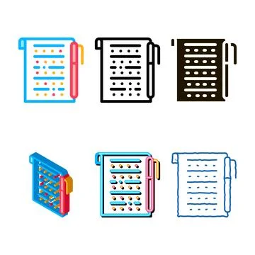Examination sheet with pen icon vector multipack outline Stock Illustration