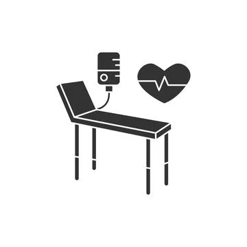 Examination table glyph icon Stock Illustration