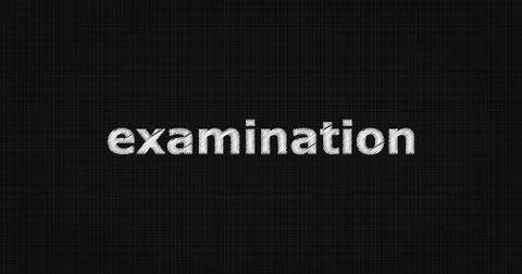 EXAMINATION text on board Illustrazione stock