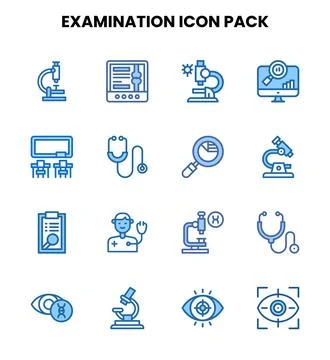 Examination Two Colour Graphics Icons Pack 库存插图