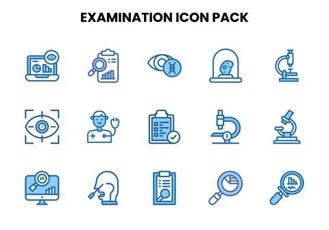 Examination Two Colour UI Icons Pack Stock Illustration