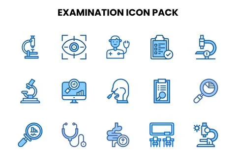 Examination Two Colour UI Icons Pack Stock Illustration