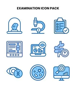 Examination Two Colour UI Icons Pack Stock Illustration