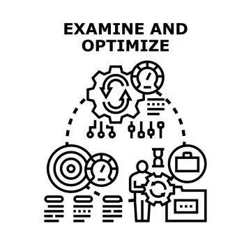 Examine and optimize business development process concept Stock Illustration