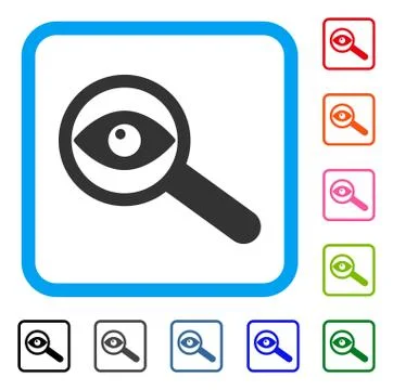 Examine Eye Framed Icon Stock Illustration