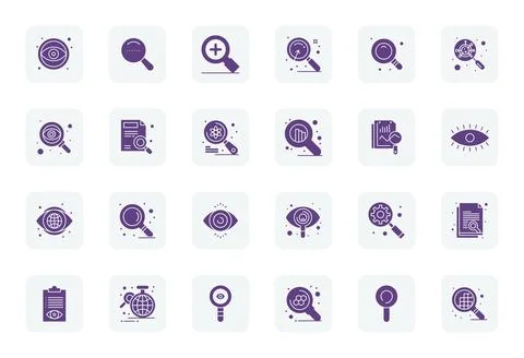 Examine Scalable Vector Set featuring 24 Display Perfect Filled 128x128 Icons Stock Illustration