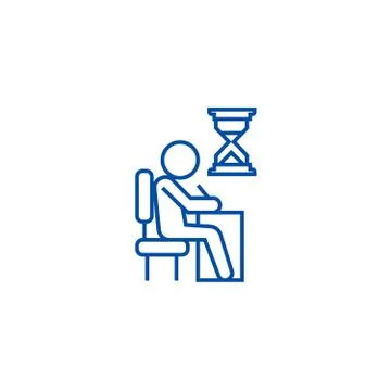 Examing, test, writing man at desk line icon concept. Examing, test, writing man Stock Illustration