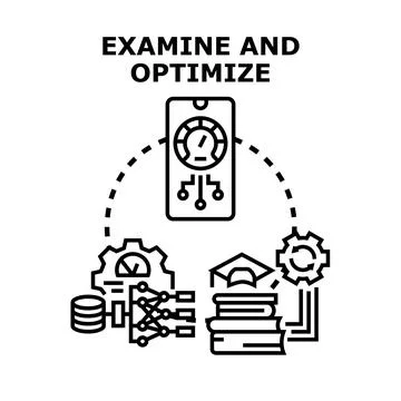 Examining and optimizing business performance and digital development Stock Illustration
