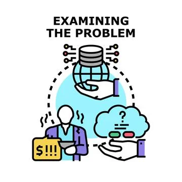 Examining business problem making global financial decision Stock Illustration
