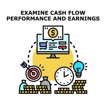Examining cash flow performance and earnings concept illustration イラスト素材
