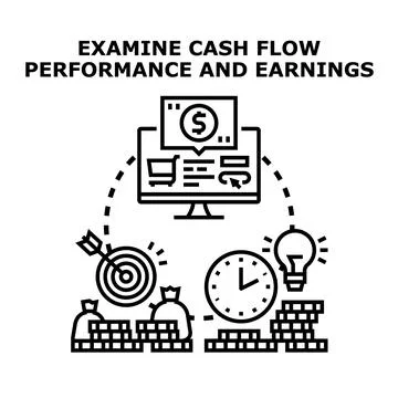 Examining cash flow performance and earnings concept illustration イラスト素材