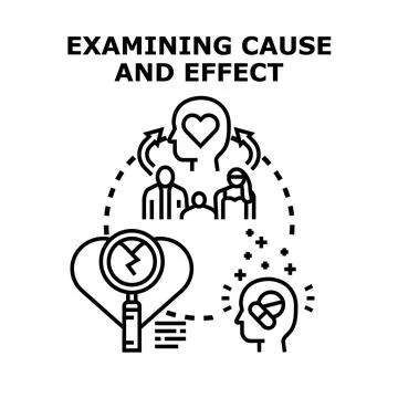 Examining cause and effect relationship in conceptual illustration Stock Illustration