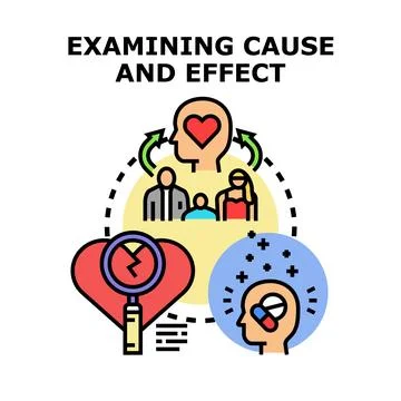 Examining cause and effect relationship in conceptual illustration Stock Illustration