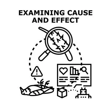 Examining cause and effect relationship in data analysis Stock Illustration