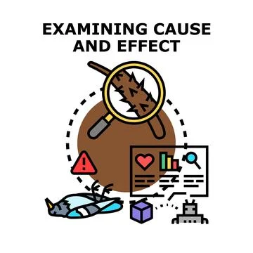 Examining cause and effect relationship in data analysis Stock Illustration
