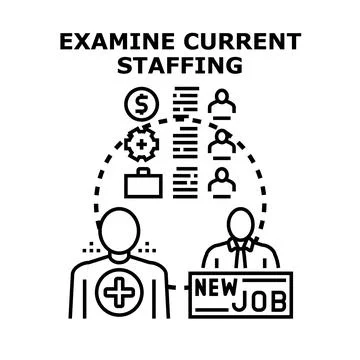 Examining current staffing and new job opportunities Illustrazione stock