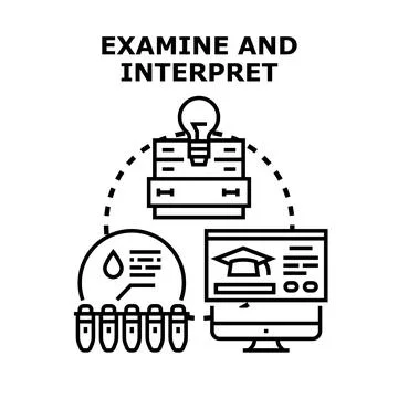 Examining data and interpreting research for knowledge 스톡 일러스트