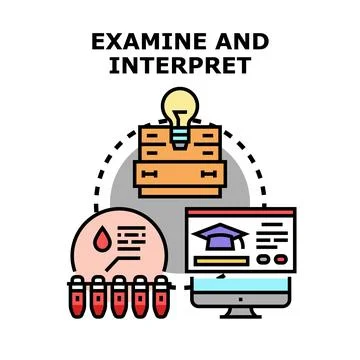 Examining data and interpreting research for knowledge Illustrazione stock