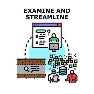 Examining data and streamlining business process optimization Stock Illustration