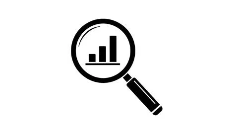 Examining data with magnifying glass Illustrazione stock