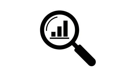 Examining data with a magnifying glass Stock Illustration