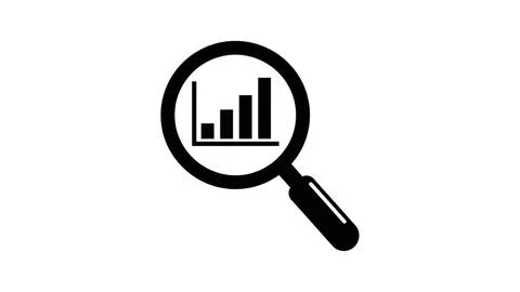 Examining data through a magnifying glass Stock Illustration