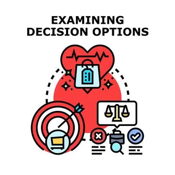 Examining decision options for strategy and analysis Stock Illustration