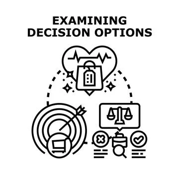 Examining decision options for strategy and analysis Illustrazione stock