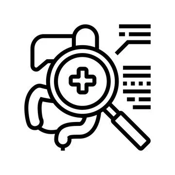 Examining digestion system line icon vector illustration Illustrazione stock