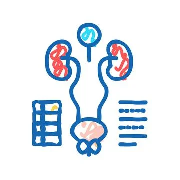 Examining genitourinary system icon doodle illustration Illustrazione stock