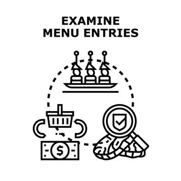 Examining menu entries for quality and purchasing decision Stock Illustration