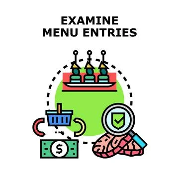 Examining menu entries for quality and purchasing decision Stock Illustration